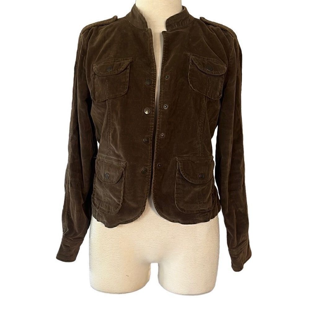 Live A Little Military Style Corduroy Olive Green Jacket Women’s Medium